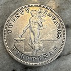 1903 20 Centavos Us-philippines Coin  90  Silver  Natural Toning  Nice Grade 