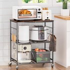  3-tier Rolling Kitchen Cart  Microwave Cart With Lockable Wheels  Black