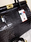 Nwt Italian Lock   Key Croc-embossed Leather Bag Handbag Satchel Made In Italy 