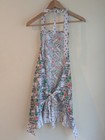 Vintage Feedsack Apron Handmade Cotton 1940s Style Peppermint Candy Holiday Full