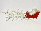 Vintage Holt Howard Candy Cane With Spaghetti Trim Sleigh   White Reindeer Rare