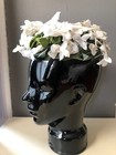 Vtg 50 s Amy Ny Boston Store Pretty white green Flower leaves Floral Pillbox Hat