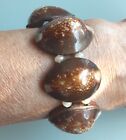 Vintage Cowrie Shell Stretch Bracelet With Crystal s 1 6 5 To 7 25