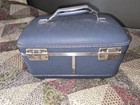 Vintage American Tourister  Train Case Steel  Blue  Tri Taper Model