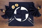 Ramanta Home Navy Cotton Dinner Napkins Set Of 12   18x18 Inch Reusable Cloth