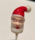 Vintage Christmas 3d Old Fashioned Santa Head Cupcake Cake Picks 70 80