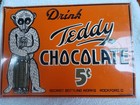Vintage Drink Teddy Chocolate Drink Milk Sign Orange Secrist Bottling 14x11 