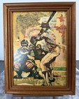 Vintage Lou Zensky Framed Prints Lot Of 2  Football Baseball  11   x14    Wall Decor