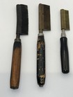 Vintage Brass Hair Hot Press Straightener Comb Wood Handles Lot Of 3