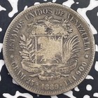 1886 Venezuela 5 Bolivares Lot c1929 Large Silver Coin 