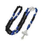 St  Michael Blue Paracord Rosary Black Beads Corded Rosary Pardon Cross