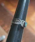 Antique Fred Harvey Era Sterling Silver   Tiny Turquoise Stamped Baby Ring Sz 3