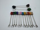Set Of 15 Vintage Multi-colored  Stone Tiki Hors D oeuvre  Appetizer Forks