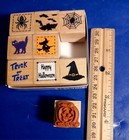 Lot Of 9 Halloween Wooden Rubber Ink Stamps Cardmaking Scrapbook