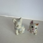 Lot Of 2 Mini Porcelain Cat kitten Figurines White Made In Japan Decor