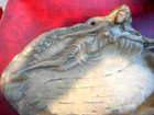 Antique Brass Art Nouveau Nude Female Loin Cloth Lying On A Lilly Pad  