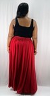 Plus Size 2x 3x Women   s Red Maxi Chiffon Skirt Elastic Drawstring Waist Long