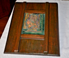 Antique Arts   Crafts Copper Enameled Sculpture On Wooden Frame  14 x11 
