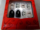 Kiss Salon Nails Shiny White   Black Halloween Glue On Short Glow In Dark