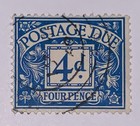 Travelstamps  Great Britain Stamps Sg D71 Postage Due 4d Used Handstamped