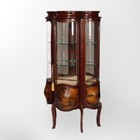 Antique Verni Martin Decorated Mahogany   Ormolu Curved Glass Vitrine  19th C