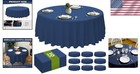 Plastic Tablecloths Navy Blue 120 Inch Round 10 Pack Waterproof Durable