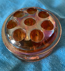 Small Vintage Flower Frog Carnival luster Glass 8 Holes 2 1 4  Diameter 1  High