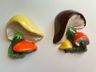 Retro Vintage Ceramic Mushroom Wall Art Decoration Set Of 2