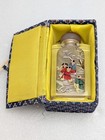 Vintage Reverse Painted Chinese Snuff Bottle W  Agate Stopper   Fitted Silk Box