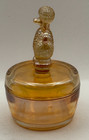 Vintage Jeannette Marigold Carnival Glass 1950s Poodle Powder Jar Trinket Box 6 