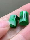 2pcs 100  Natural Grade A Icy Green Jadeite Bead Pendant 0501