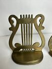 Harp Book Ends Solid Brass Vintage Musical Symbol  Staff Stand Bookends Heavy 5   