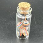 Jar Of 10x Contemporary Handmade Art Glass Marbles Peewee Mini Swirl Set Boro