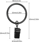 40 Metal Curtain Rings With Clips  1 26  Interior Diameter  Black