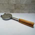 Vintage Pizzelle Iron No 4 Stovetop Waffle Maker Cast Aluminum Wood Handles