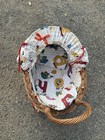 Antique Wicker Baby Doll Bassinet Buggy Carriage Stroller White  Alphabet Joker