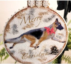 Handcrafted German Shepherd Dog Ornament  Christmas Holiday Tree Decor   Unique 