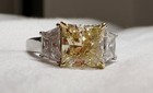 3 07 Ctw Fancy Intense Yellow Princess Cut Lab Grown Diamond Ring Igi Vs1 Plati