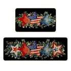 4th Of July Decoration Kitchen Rug Set Of 2 stars Print Kitchen Black Blue Red