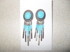 Southwest Style Sterling Silver Turquoise Dangle Earrings Signed Tk In Circle