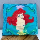 Vtg Disney The Little Mermaid Ariel Kids Decorative Throw Pillow Teal Blue 13x13