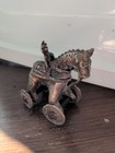 Antique Indian Brass Camel With Rider On Wheels