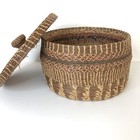 Vintage Sweetgrass Basket Pine Needle Lidded Large 8 1 2  Diameter 7  High