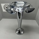Krome Kraft Farber Bros 1960   s-70s Vintage Pierced Chrome Trumpet Vase 10 Inches