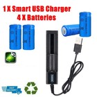 4 Pack 1300 Mah 16340 Rcr123a Rechargeable 3 7 V Ion Battery   Usb Charger