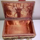 Vintage Wicker Sewing Basket Satin Lined With Sewing Accessories Contents