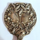        Antique Sterling Silver Art Nouveau Repousse Hand Mirror Engraved  read        