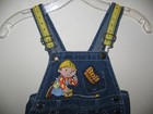 Vintage Bob The Builder Blue Jean Denim Bib Overalls Carpenter 4t Embroidery