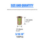 100pcs 5 16-18unc Zinc Rivet Nut Flat Head Threaded Insert Carbon Steel