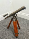 Solid Brass Double Barrel Telescope With Wooden Tripod Nautical Spyglass Scope